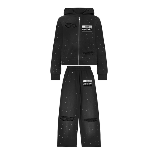 BLACK HELLO SWEATSUIT
