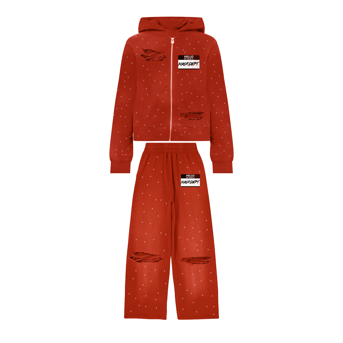 RED HELLO SWEATSUIT